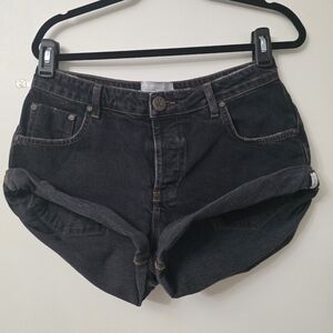 One Teaspoon Black Roll-Hem High-Rise Jean Shorts